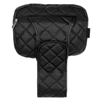 Подушка на подголовник с регулировкой из эко-кожи, чёрный ромб 