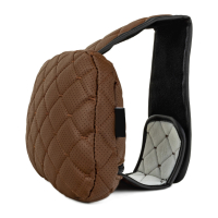 Подушка на подголовник с регулировкой из эко-кожи, коричневый ромб 