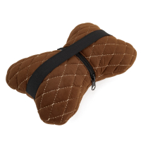 Подушка для подголовника автомобиля из алькантары 27×16 см коричневый